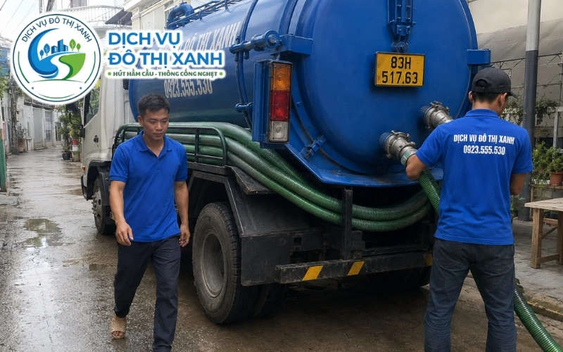Hút hầm cầu Cù Lao Dung: Đô Thị Xanh gom chuyến, 24/7 5 Kỹ thuật viên khảo sát thực tế trước khi báo giá hút hầm cầu Cù Lao Dung