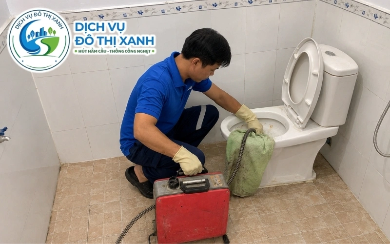 Thông bồn cầu Cái Nước, Đô Thị Xanh tới sau 40 phút 7 Kỹ thuật viên khảo sát và báo chi phí thông bồn cầu tại nhà dân Cái Nước