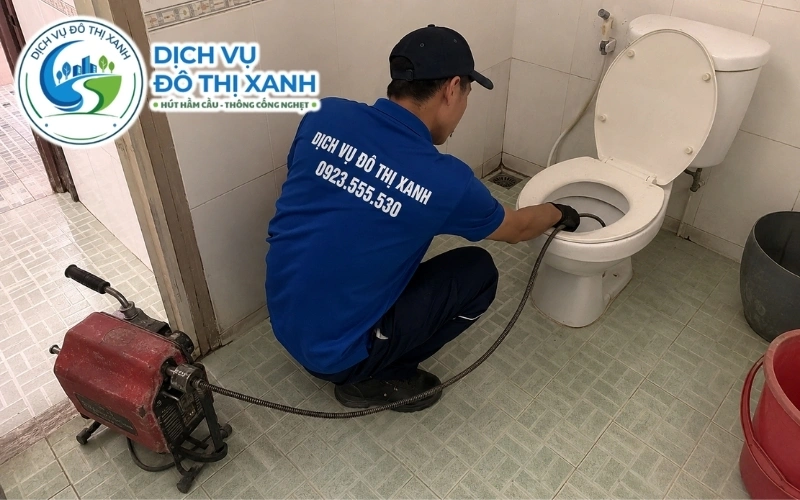 Thông bồn cầu Ngã Năm: Đô Thị Xanh gắp dị vật, 24/7 7 Kỹ thuật viên khảo sát vị trí dị vật trước khi báo chi phí thông bồn cầu Ngã Năm