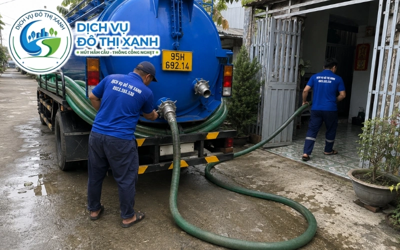 Nhân viên Đô Thị Xanh kiểm tra định kỳ hầm cầu và hệ thống thoát nước dãy trọ tại Châu Thành