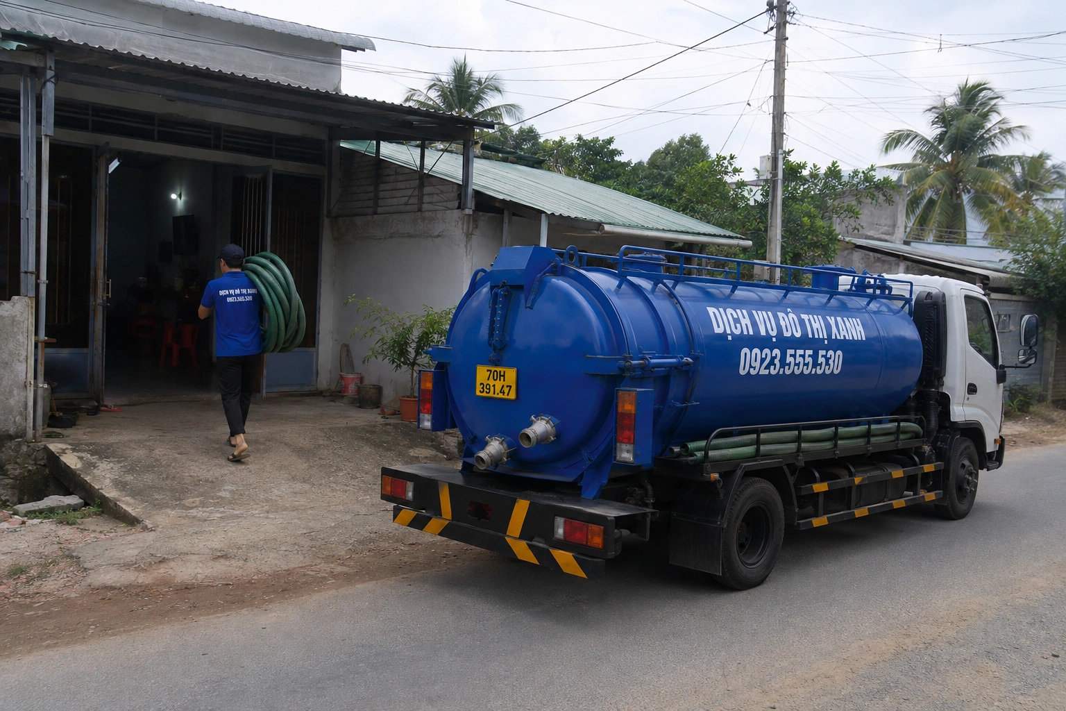 Xe bồn Đô Thị Xanh được xếp lịch hút hầm trước mùa lễ cho quán và nhà trọ tại Hòa Thành