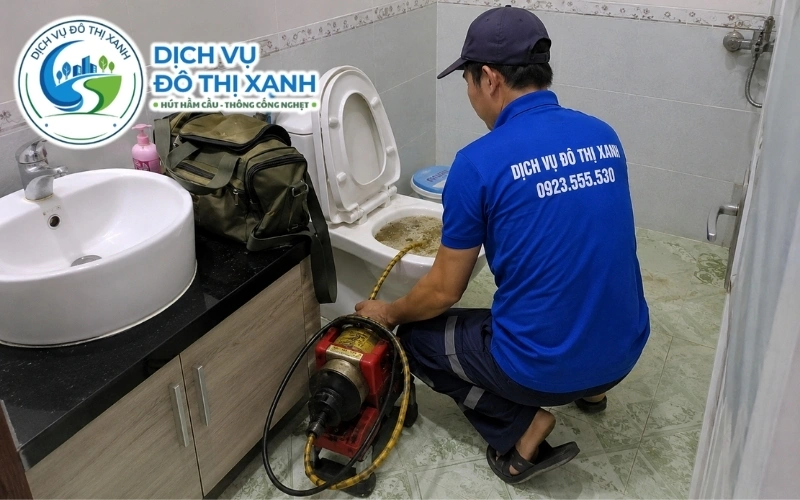 Đội Đô Thị Xanh thực hiện đợt thông bồn cầu theo ấp tại Tân Hưng