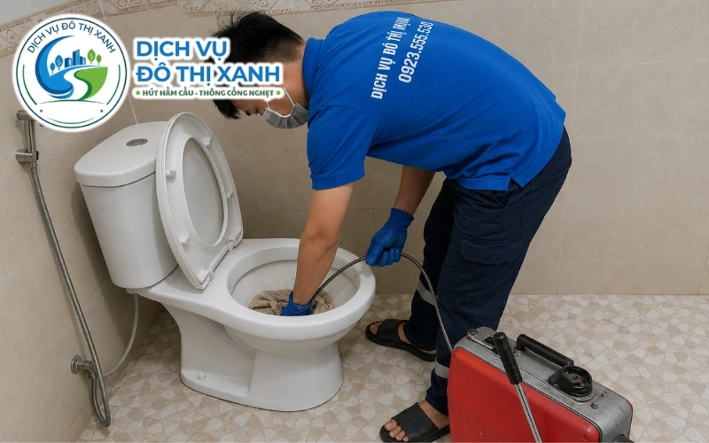 Kỹ thuật viên gắp giẻ lau dính mủ khỏi bồn cầu trong lô cao su khu Suối Ngô