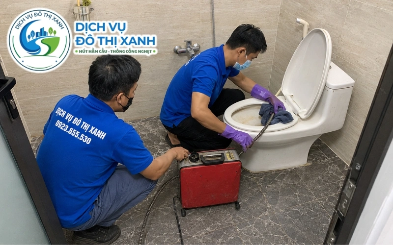 Nhân viên hướng dẫn giữ bồn cầu nhà có người bệnh tại Vũng Liêm khỏi tắc