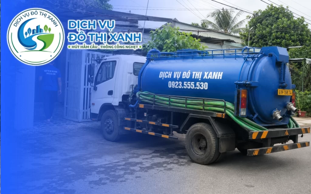 Hút hầm cầu Bến Cát, Đô Thị Xanh dò vị trí nắp hầm và xử lý trong một buổi