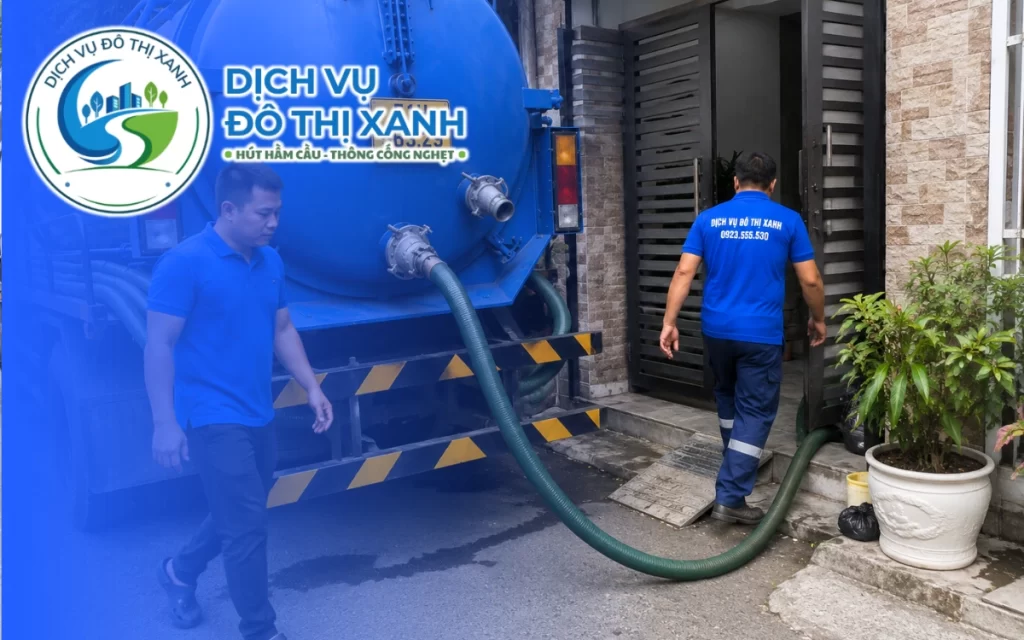 Hút hầm cầu Bình Thạnh, Đô Thị Xanh nhận hẹn và có thợ hỗ trợ từ 20 phút