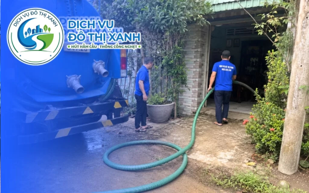 Hút hầm cầu Cầu Ngang, Đô Thị Xanh bố trí xe có mặt sau 45 phút