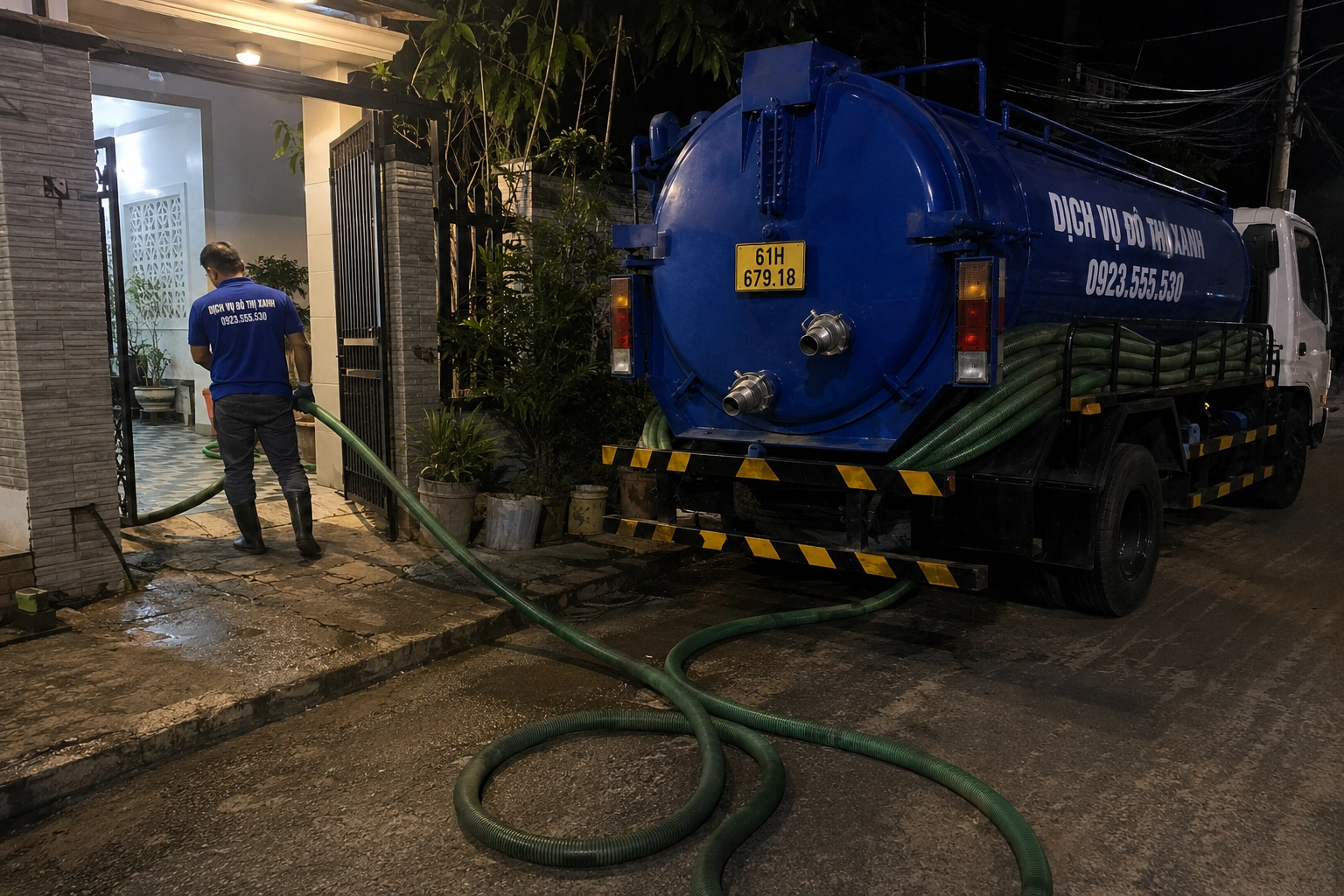 Hút hầm cầu Dĩ An, Đô Thị Xanh trực 24/7, chốt giá trước 4 Xe hút hầm cầu Đô Thị Xanh phục vụ dãy trọ đông công nhân quanh Sóng Thần Dĩ An
