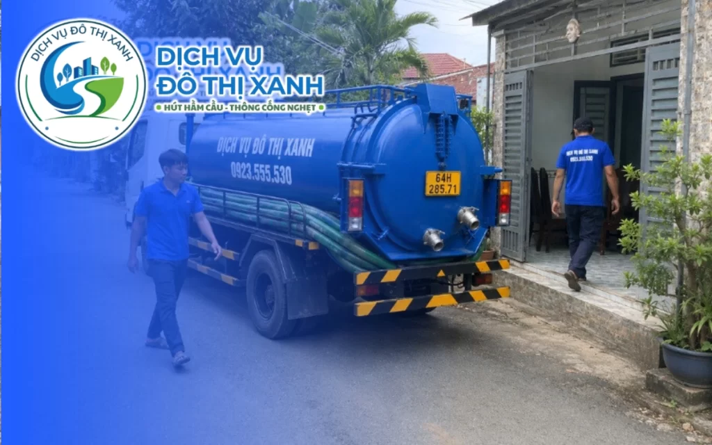 Hút hầm cầu Long Hồ, Đô Thị Xanh xử lý trọn dãy trọ trong một chuyến