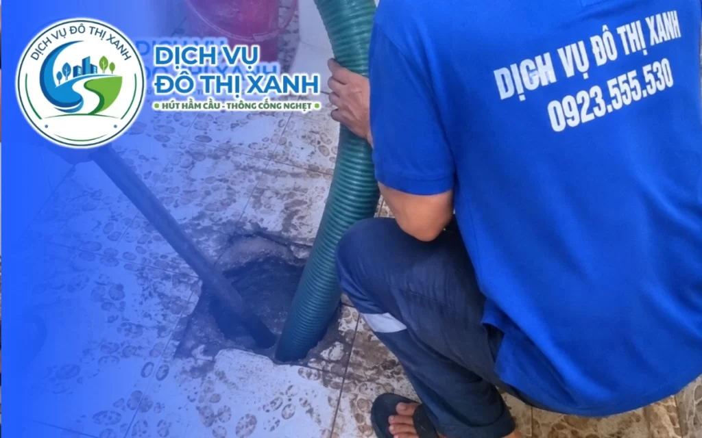Hút hầm cầu Long Mỹ, Đô Thị Xanh xử lý nhanh trong một buổi