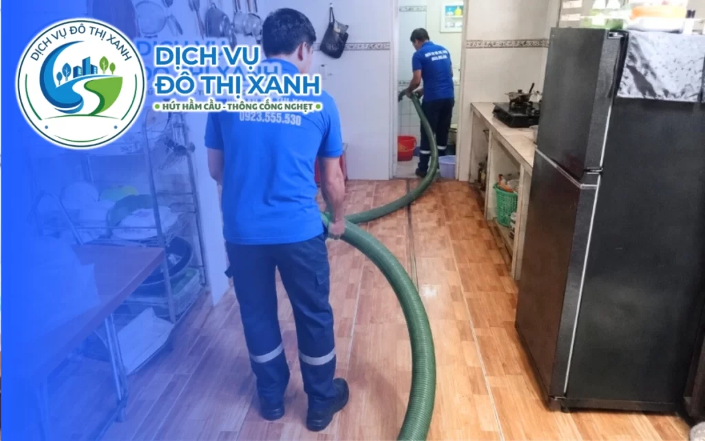 Hút hầm cầu Trà Cú, Đô Thị Xanh có mặt sau 45 phút