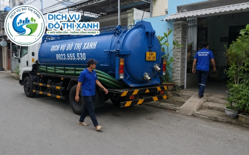 Đội xe Đô Thị Xanh hút hầm cầu cho cơ sở lưu trú Hà Tiên trước mùa cao điểm