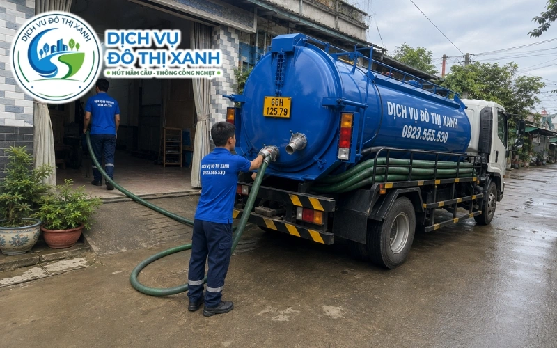 Đội thợ kéo 200 mét ống hút hầm cầu vào vườn quýt Long Hậu Lai Vung