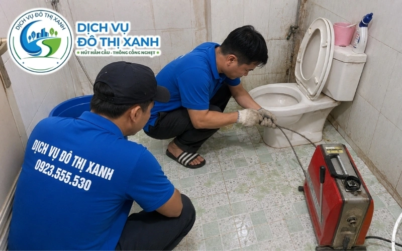 Thông bồn cầu Phụng Hiệp, Đô Thị Xanh chẩn đúng 1 lần 7 Kỹ thuật viên khảo sát thực tế trước khi báo giá thông bồn cầu tại Phụng Hiệp