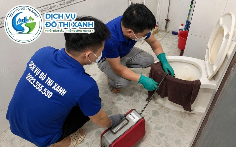 Đội thợ Đô Thị Xanh phục vụ thông bồn cầu tại các xã quanh Năm Căn