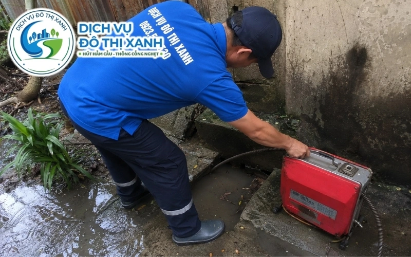 Đội thợ Đô Thị Xanh phục vụ thông cống nghẹt tại các khu vực quanh Vị Thanh