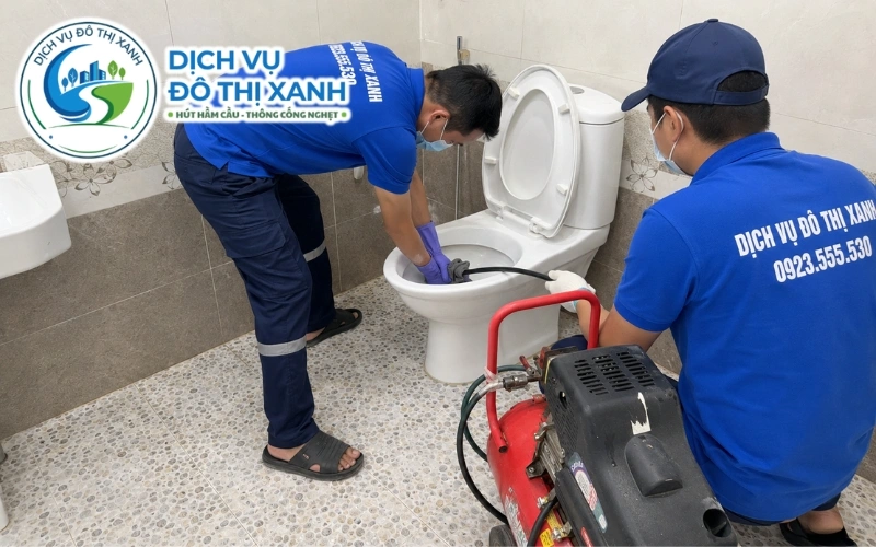 Đội thợ Đô Thị Xanh phục vụ thông bồn cầu tại các phường thuộc khu vực Thuận An