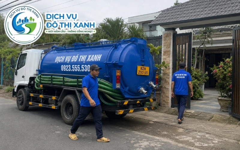 Kỹ thuật viên kiểm tra nguyên nhân bồn cầu thoát chậm tại Mộc Hóa