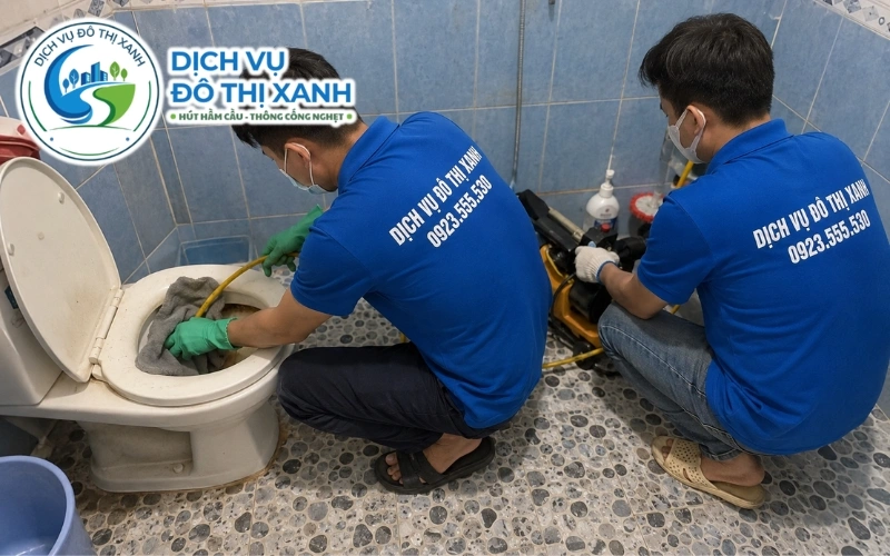 Đội Đô Thị Xanh tháo bồn cầu để lấy điện thoại tại phường Long An