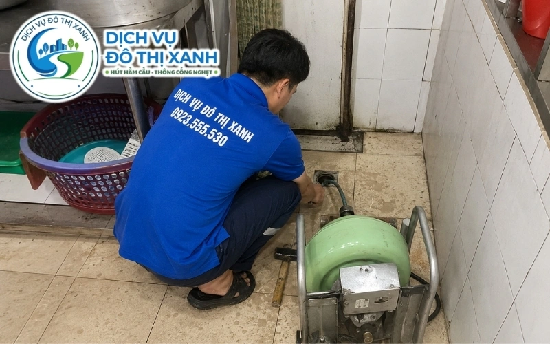 Đội Đô Thị Xanh nạo cống định kỳ cho quán xá quanh chợ Vĩnh Hưng