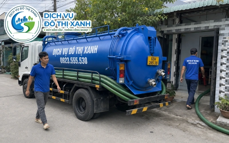 Kỹ thuật viên Đô Thị Xanh kiểm tra hầm cầu nhà nền thấp ven biển Tây tại An Biên