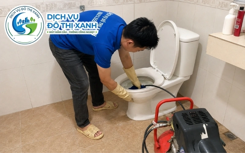 Thông bồn cầu Tân Trụ, Đô Thị Xanh giữ bồn cũ 30 năm 8 Thợ Đô Thị Xanh phục vụ thông bồn cầu cho nhà có người lớn tuổi tại Tân Trụ