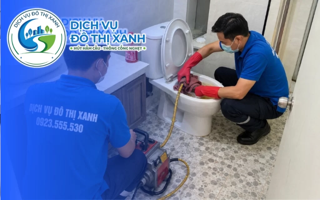 Thông bồn cầu Tân Phú, Đô Thị Xanh xử lý, dọn sạch và có máy túc trực 24/7