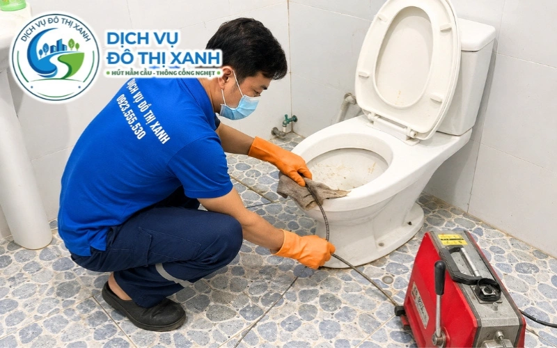 Thông bồn cầu Trà Cú, Đô Thị Xanh kiểm tra cả hai vị trí liên quan trước khi xử lý