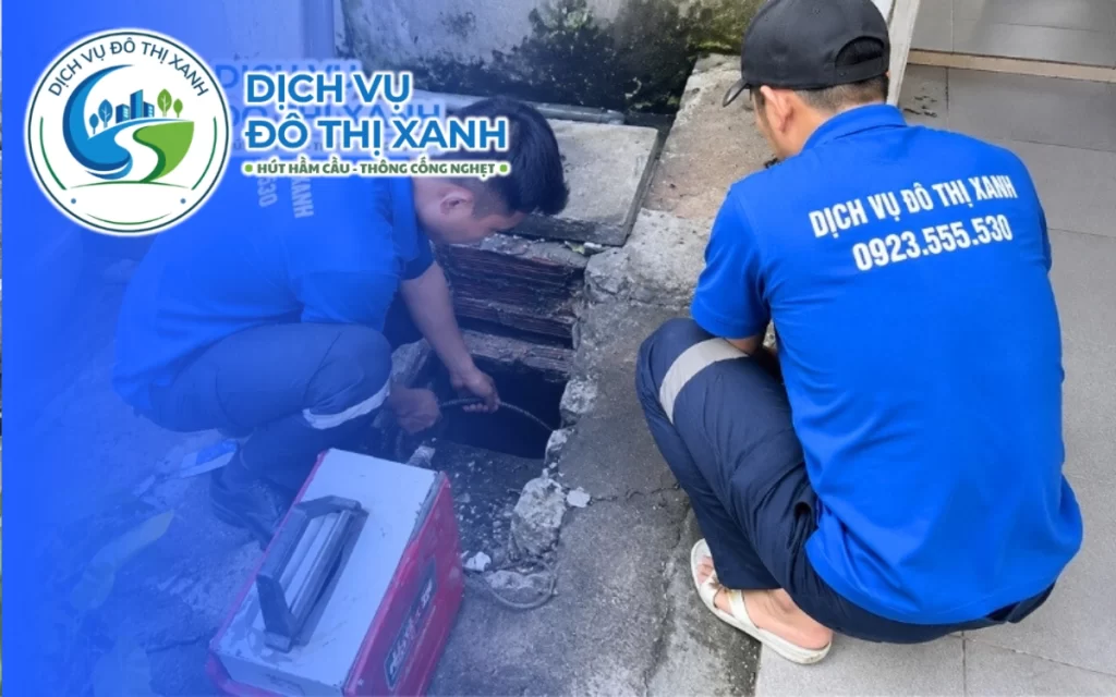 Thông cống nghẹt Cầu Kè, Đô Thị Xanh có mặt sau 45 phút