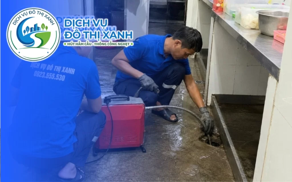 Thông cống nghẹt Vĩnh Châu, Đô Thị Xanh hút sạch cát lắng trong đường ống 24/7