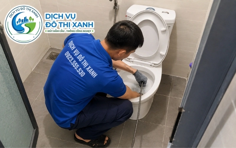 Đội thợ xử lý điểm tắc trong ống ngang nhà lầu Cao Lãnh mà không đập sàn