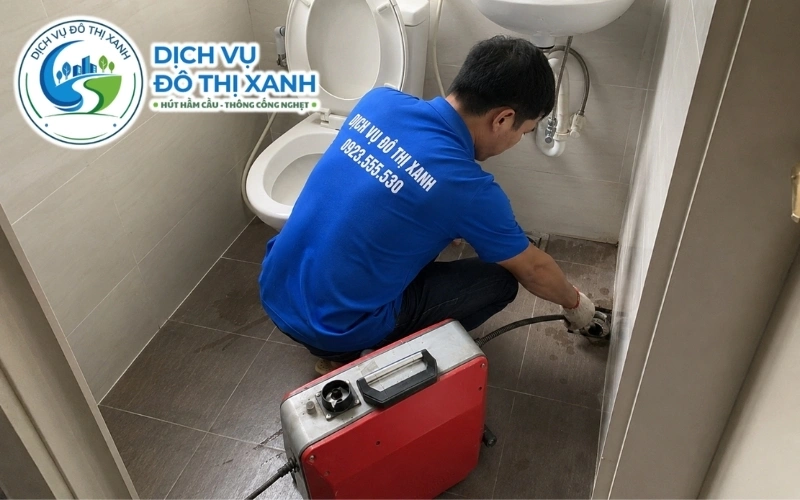 Đội Đô Thị Xanh thu gom bùn, mỡ và rác cống để chở về điểm xử lý đúng quy định