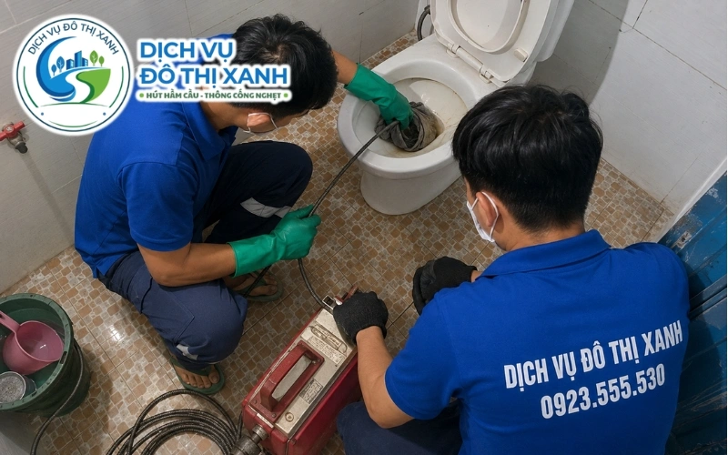Đội thợ thông bồn cầu Đô Thị Xanh phục vụ các xã thuộc khu vực Trà Cú