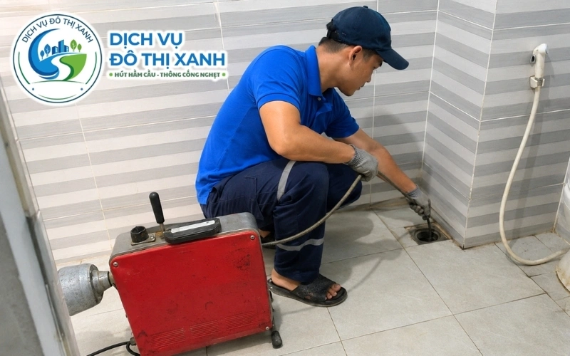 Xe bồn Đô Thị Xanh vận chuyển bùn và rác nạo từ cống tại Vị Thủy