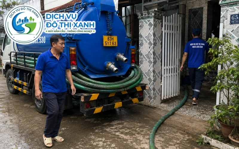 Kỹ thuật viên Đô Thị Xanh xử lý nhẹ tay với đường ống sành cũ tại Mỹ Tú