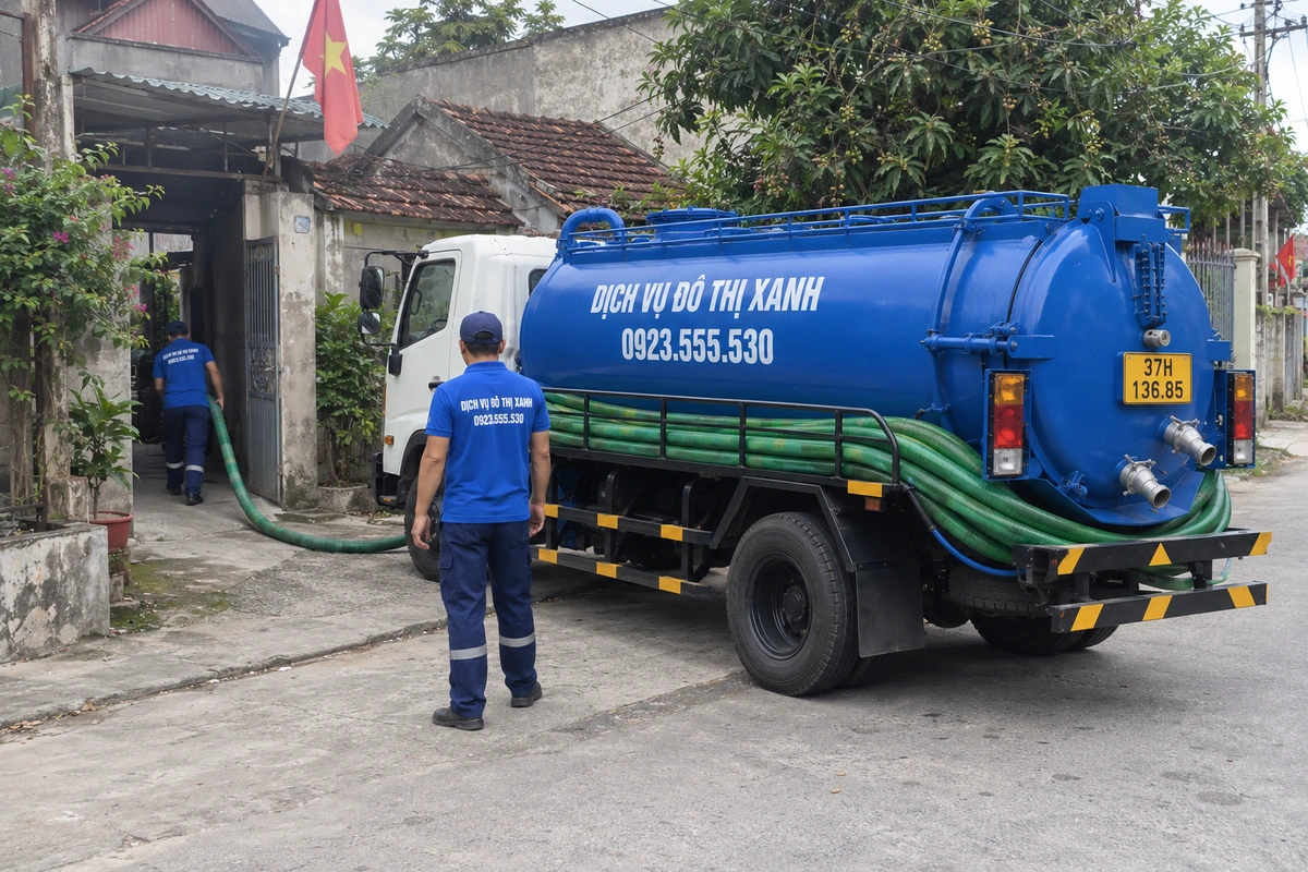 Nhân viên đưa ống hút từ xe vào nhà