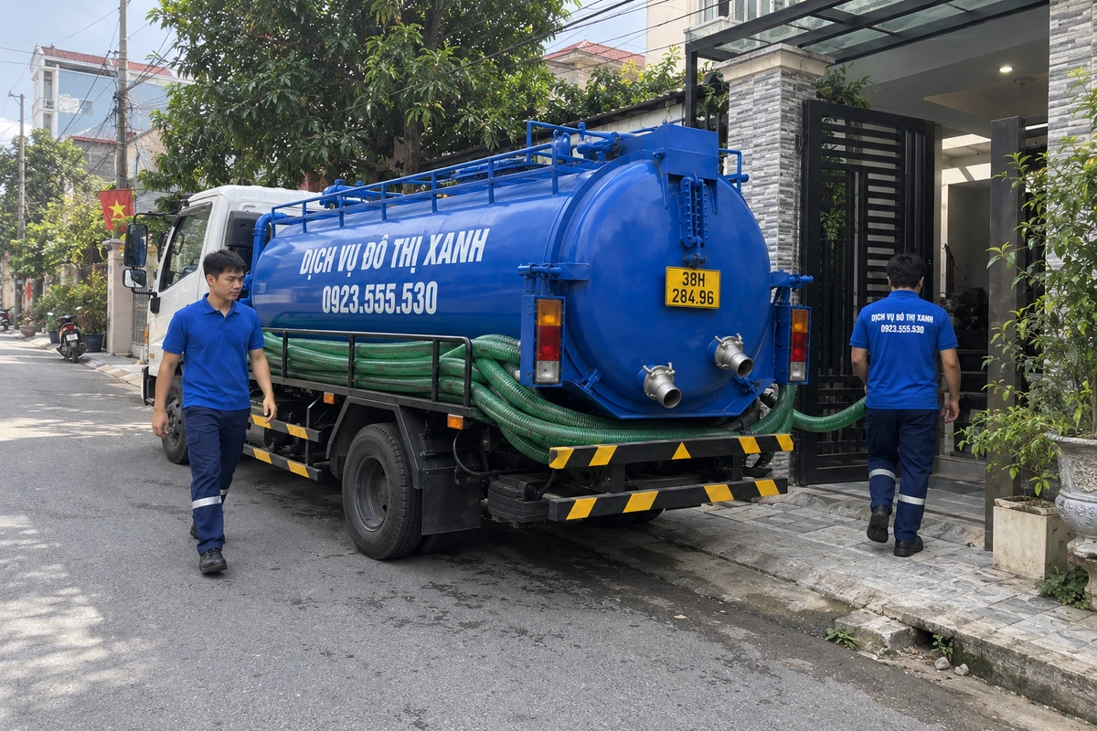 Xe hút hầm cầu phục vụ khu dân cư tại Hà Tĩnh
